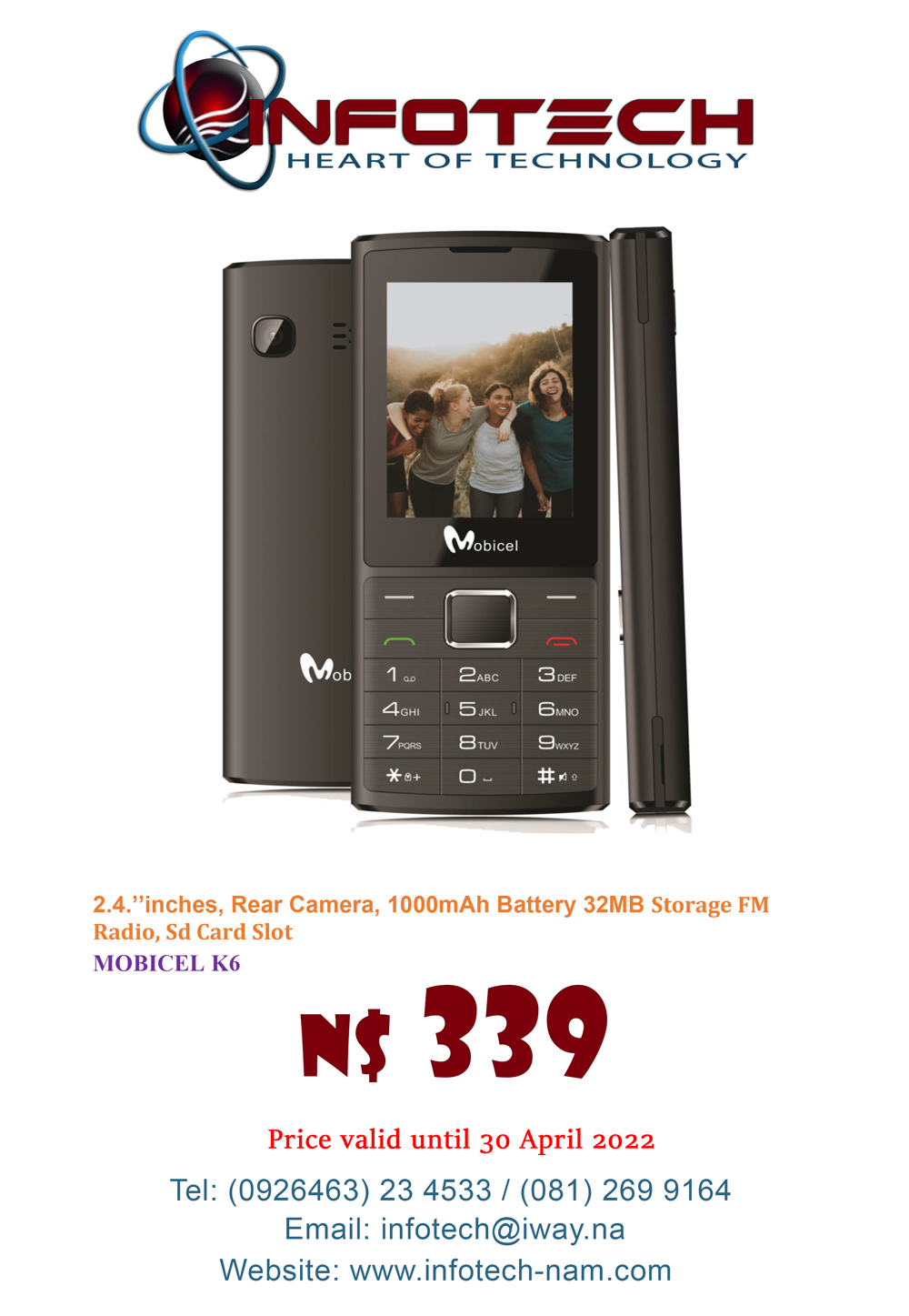 Mobicel K6 for sale at Infotech in Oranjemund.